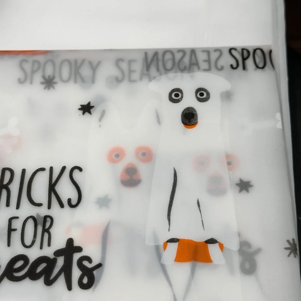Halloween Ghost Dog Shower Curtains 72x72 Set of 2 Tricks for Treats New Spooky